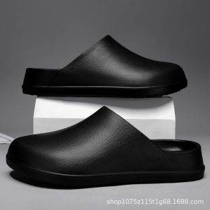 Men’s Black Leather Slipper  |  Mens Slippers Mens Mens