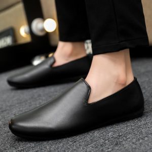 Men’s Black Leather Slipper  |  Mens Slippers Mens Mens