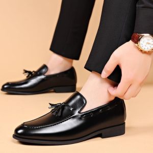 Men’s Black Leather Tassel Loafer  |  Mens Loafers Loafers Loafers