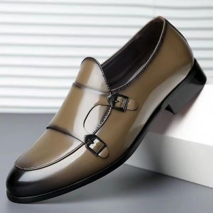 Men’s Blue Leather Double-Buckle Loafer  |  Mens Double Buckle Double Buckle Double Buckle