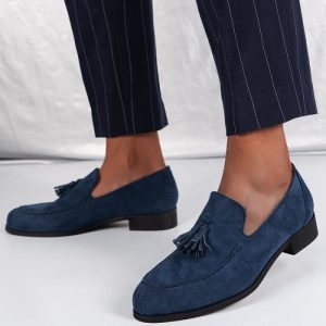 Men’s Blue Suede Andrea Tassel Loafer  |  Mens Loafers Loafers Loafers