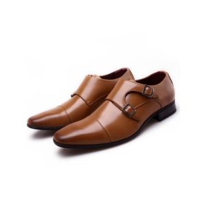 Men’s Brown Leather Double-Buckle Shoe  |  Mens Double Buckle Double Buckle Double Buckle