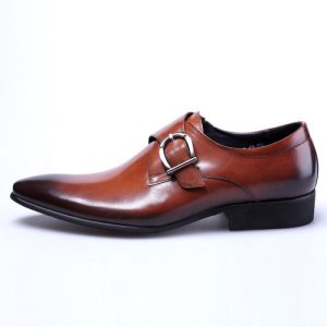 Men’s Brown Leather Single-Buckle Shoe  |  Mens Double Buckle Double Buckle Double Buckle