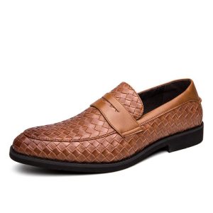 Men’s Brown Woven Leather Loafer  |  Mens Loafers Loafers Loafers