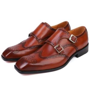 Men’s Burgundy Leather Single-Buckle Loafer With Fringe  |  Mens Double Buckle Double Buckle Double Buckle