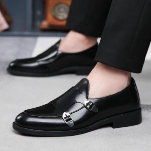 Men’s Green Leather Double-Buckle Loafer  |  Mens Double Buckle Double Buckle Double Buckle