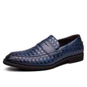 Men’s Green Woven Leather Loafer  |  Mens Loafers Loafers Loafers