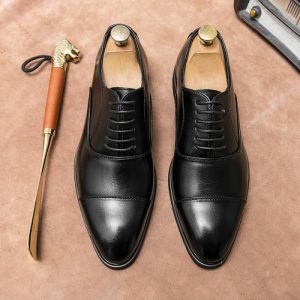 Men’s Polished Black Leather Oxford Shoe  |  Mens Lace-Ups Lace-Ups Lace-Ups