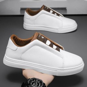 Men’s White Tumbled Leather Slip-On Sneaker  |  Mens Sneakers Mens Mens