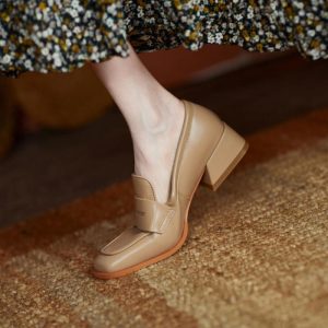 Women’s Beige Leather Penny Loafer  |  Womens Flats Shoes Flats Shoes Flats Shoes