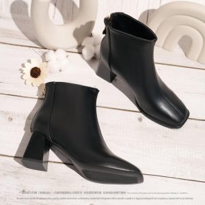 Women’s Black Leather Mid-Heel Ankle Boot  |  Womens Boots & Ankle Boots Boots & Ankle Boots Boots & Ankle Boots