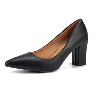 Women’s Black Leather Mid-Heel Pump  |  Womens Pumps & Heels Pumps & Heels Pumps & Heels