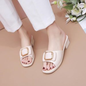 Women’s White Leather Double-Buckle Mid Sandal  |  Womens Sandals Sandals Sandals