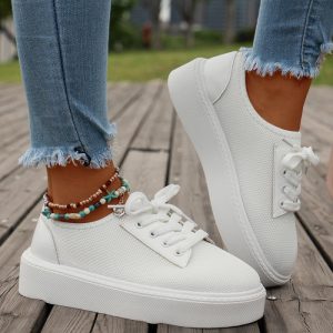 Women’s White Tumbled Leather Sneaker  |  Womens Sneakers Shoes Sneakers