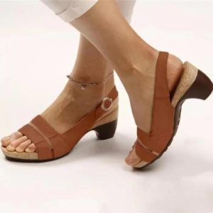 Women’s Brown Leather Mid-Heel Beyond Sandal  |  Womens Sandals Sandals Sandals